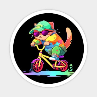 cat ride bike Magnet